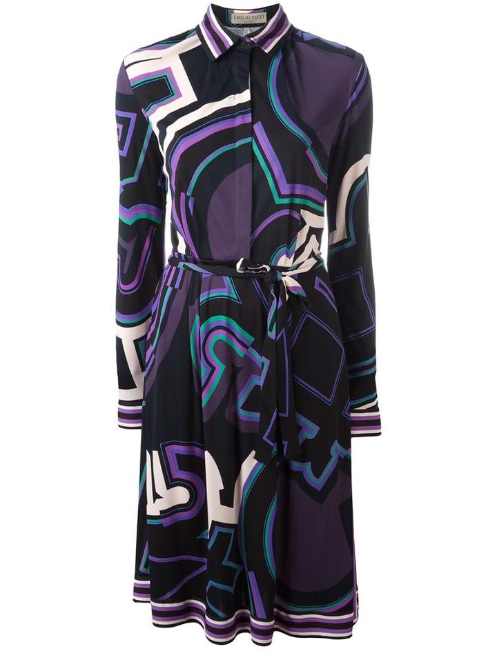 Emilio Pucci Oversized Print Shirt Dress, Women's, Size: 42, Black, Silk/viscose