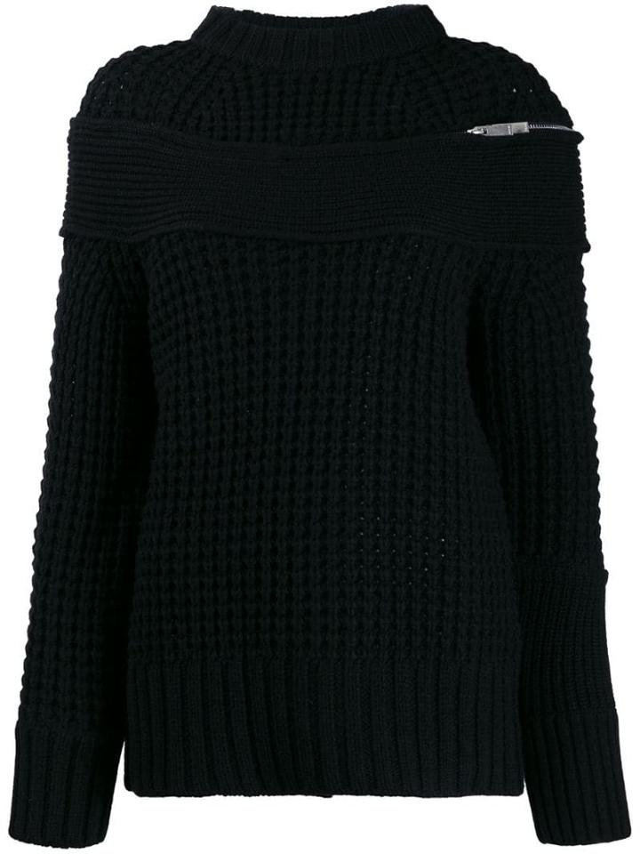 Sacai Deconstructed Knitted Jumper - Black