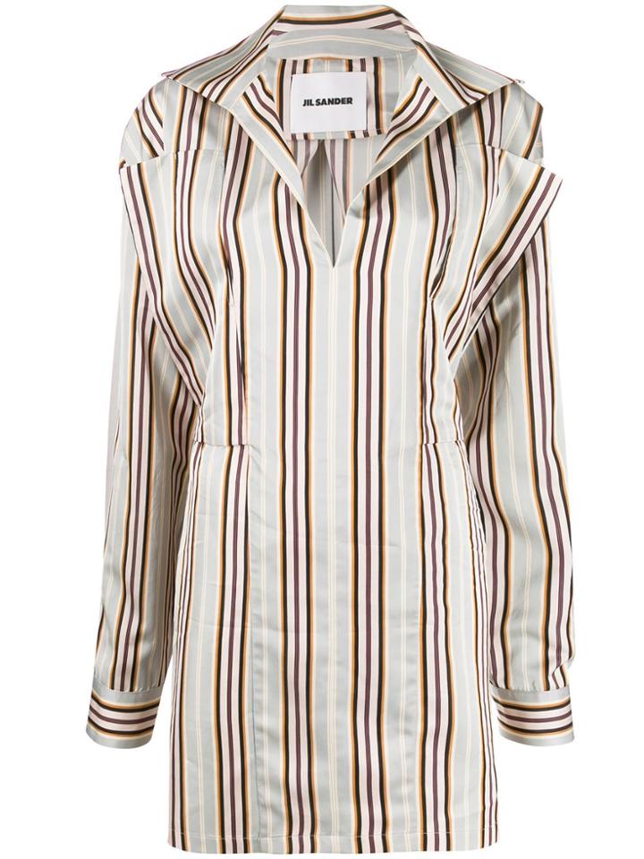 Jil Sander Striped Oversized Shirt - Neutrals