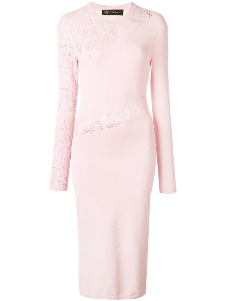 Versace Alphabet Lace Insert Dress - Pink