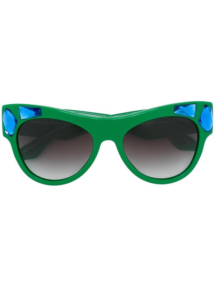 Prada Eyewear - 'cinema The Voice' Sunglasses - Women - Acetate - One Size, Green, Acetate