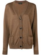Roberto Collina V-neck Button Cardigan - Brown