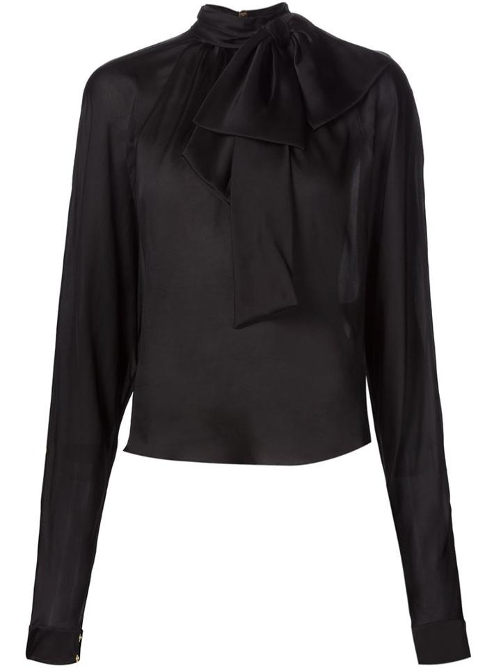 Balmain Draped Blouse, Women's, Size: 42, Black, Silk
