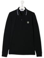 Stone Island Junior Long Sleeved Polo Shirt - Blue