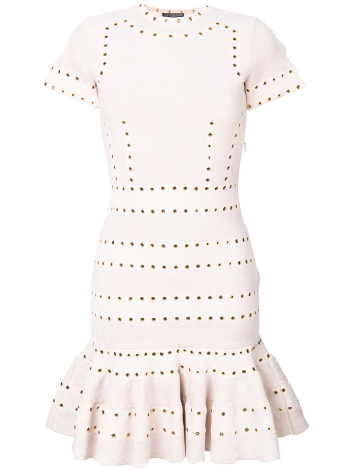 Alexander Mcqueen Eyelet Flared Dress - Pink & Purple