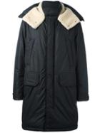 Moncler 'grafton' Padded Coat, Men's, Size: 5, Black, Polyester/polyamide/goose Down/sheep Skin/shearling