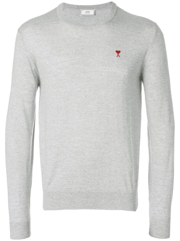 Ami Alexandre Mattiussi Ami De Coeur Crewneck Sweater - Grey