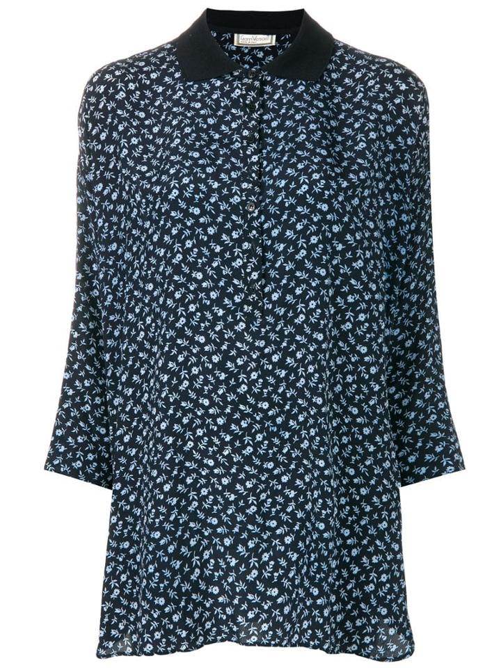 Versace Pre-owned Three-quarters Sleeve Floral Blouse - Blue