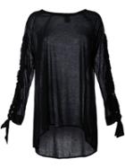 Thomas Wylde Sleeve Slit Top, Women's, Size: Medium, Black, Lyocell
