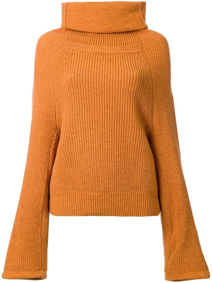 Toga Oversize Roll Neck Jumper, Women's, Yellow/orange, Merino