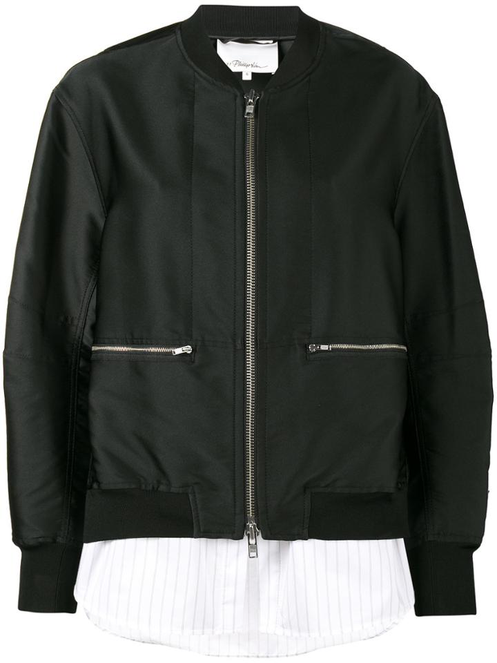3.1 Phillip Lim Shirt Hem Bomber Jacket - Black