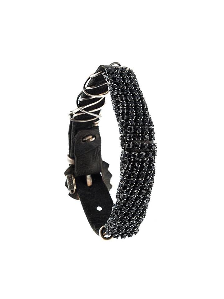 Emanuele Bicocchi Embellished Leather Bracelet