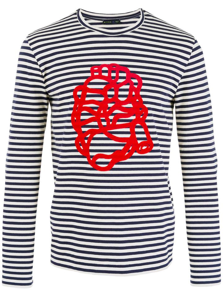 Etro Printed Breton Stripe Sweatshirt - White