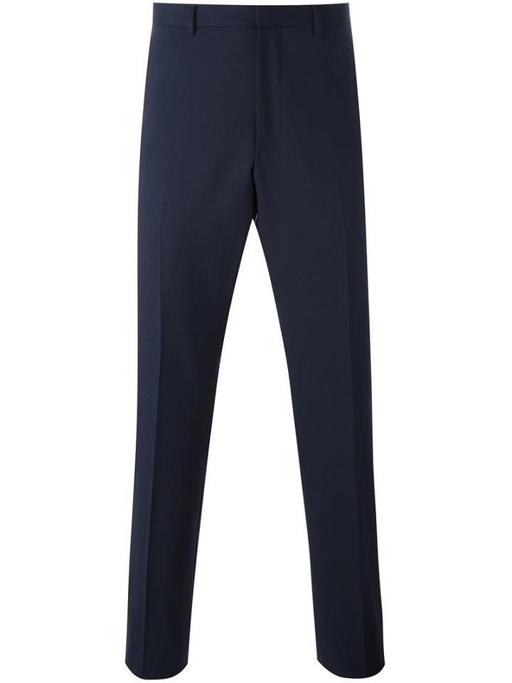 Gucci Straight Leg Trousers, Men's, Size: 52, Blue, Viscose/polyester/wool/spandex/elastane