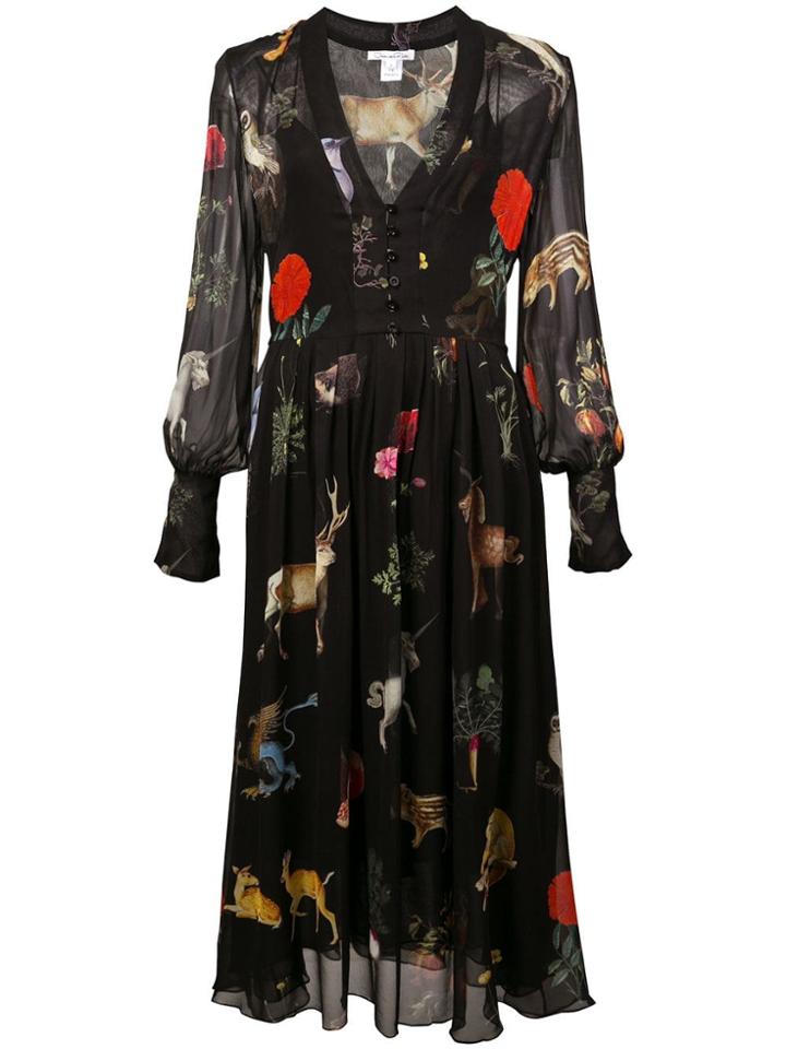 Oscar De La Renta Oscar De La Renta 18fn226ensblm Black Multi Silk