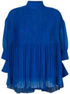 By Malene Birger Pleated High Collar Blouse - Blue