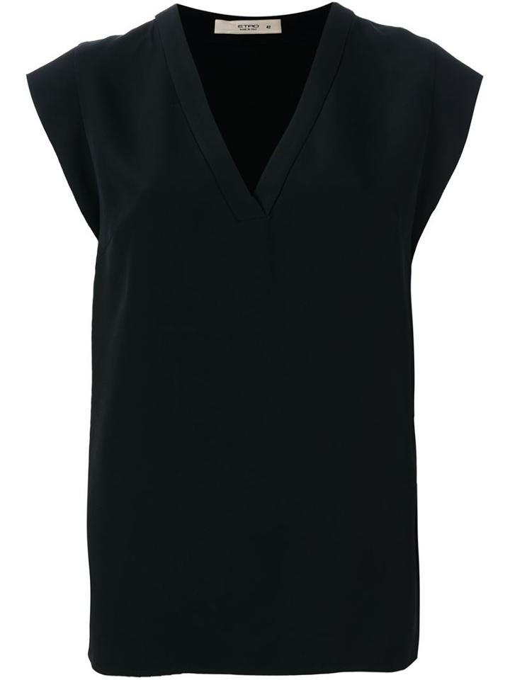 Etro V-neck T-shirt, Women's, Size: 46, Black, Silk