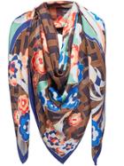 Fendi Floral Logo Shawl Scarf - Brown