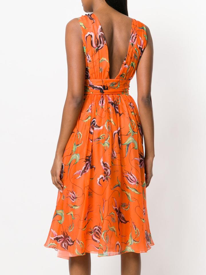 Fausto Puglisi Floral Print Dress - Yellow & Orange