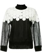 Sea Embroidered Panelled Blouse - Black