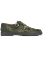 Santoni Side Buckle Monk Shoes - Green