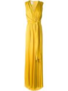 Cédric Charlier Front Tie-strap Tail Long Dress, Women's, Size: 38, Yellow/orange, Polyester