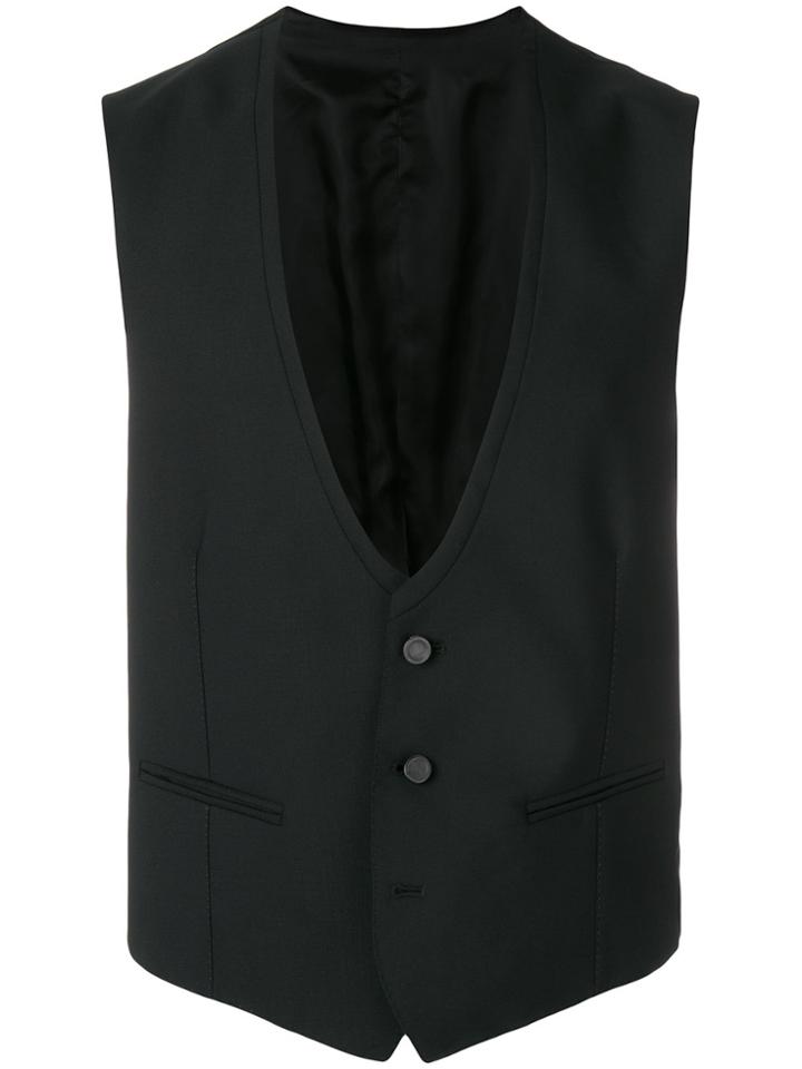 Tonello Plain Fitted Waistcoat - Black