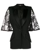 Alexander Mcqueen Lace Bell Sleeve Tuxedo Jacket - Black