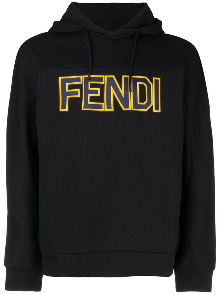 Fendi Logo Patch Hoodie - Black
