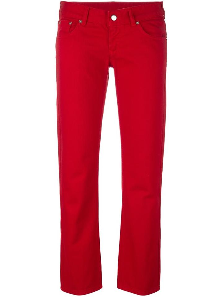 Mm6 Maison Margiela Cropped Jeans, Women's, Size: 44, Red, Cotton