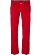 Mm6 Maison Margiela Cropped Jeans, Women's, Size: 44, Red, Cotton