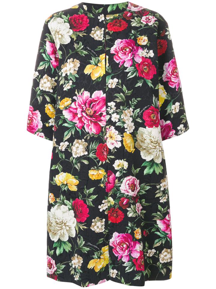 Dolce & Gabbana Rose Print Brocade Coat - Multicolour