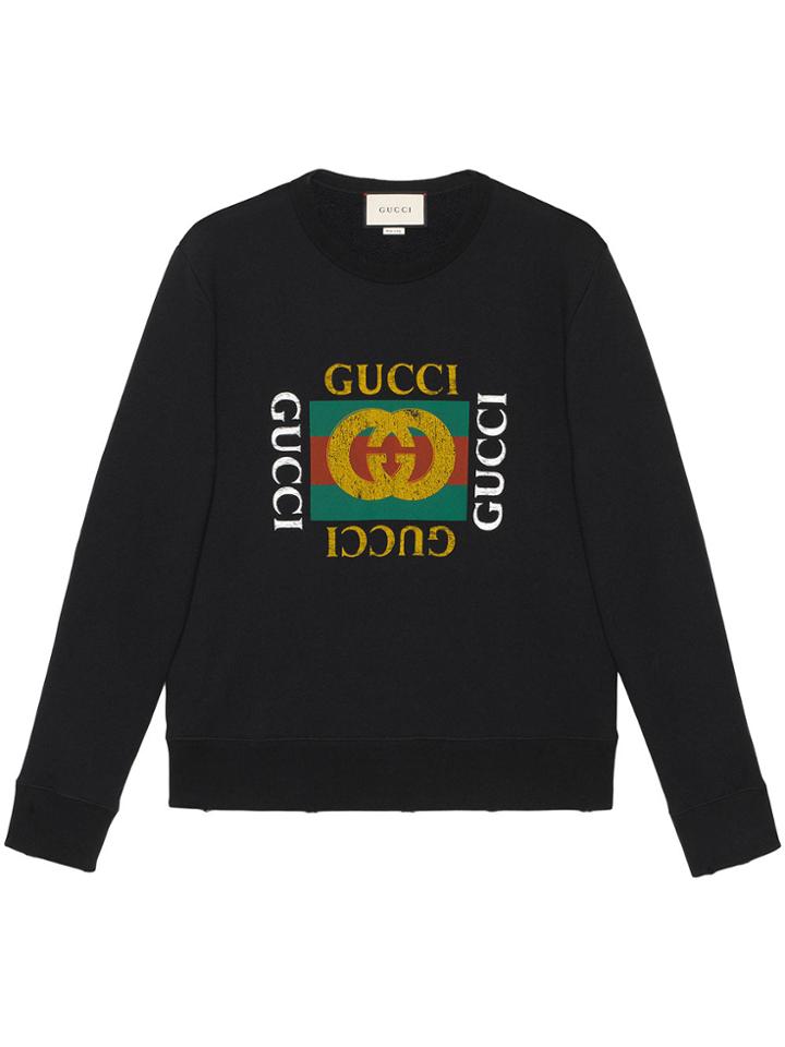 Gucci Cotton Sweatshirt With Gucci Logo - Black