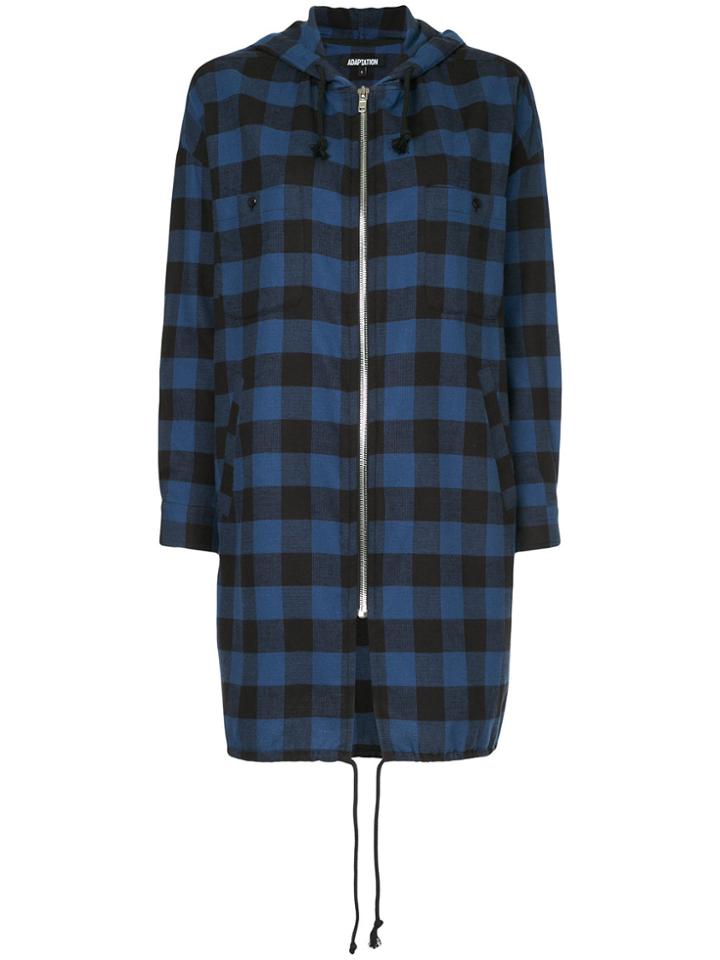 Adaptation Checked Long Hoodie - Blue
