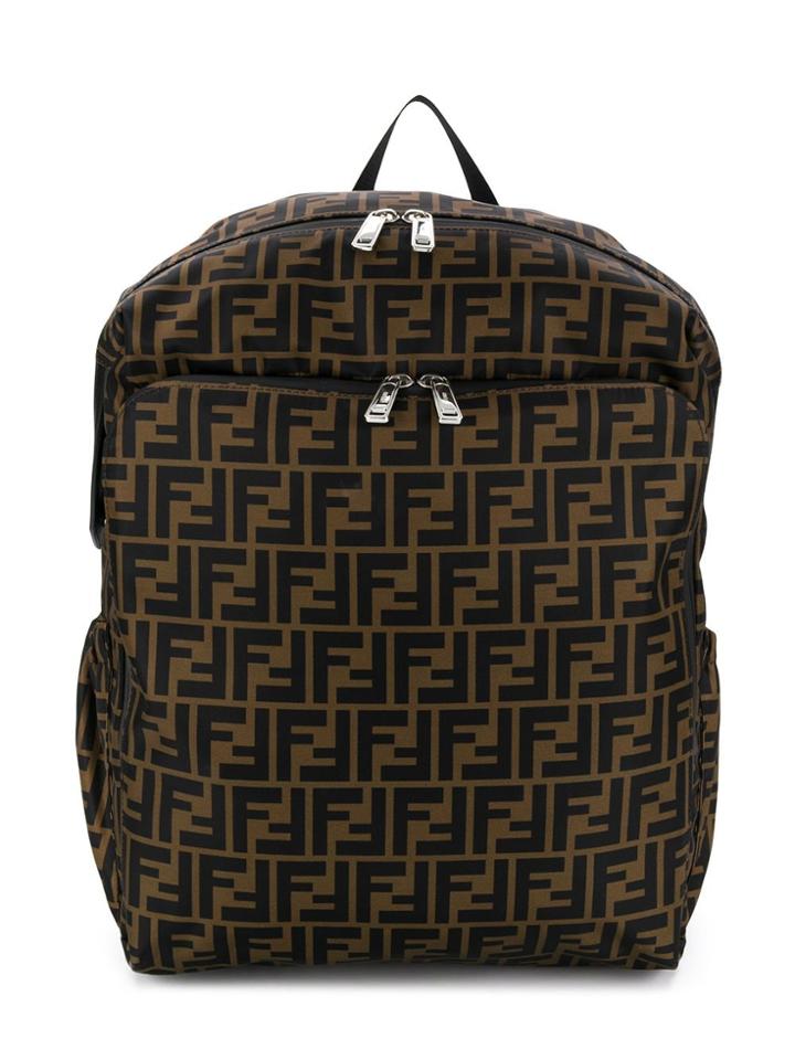 Fendi Kids Ff Print Changing Backpack - Brown