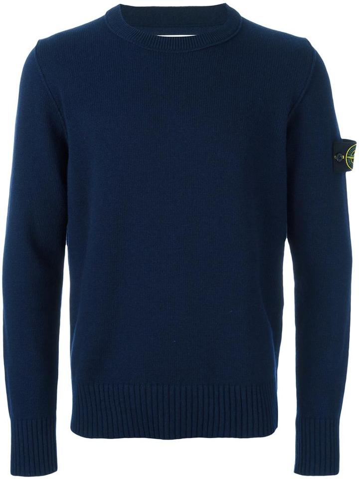 Stone Island Logo Patch Jumper, Men's, Size: Xl, Blue, Polyamide/wool