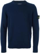 Stone Island Logo Patch Jumper, Men's, Size: Xl, Blue, Polyamide/wool