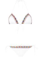 Oseree - Woven Trim Triangle Bikini - Women - Polyamide/spandex/elastane/cotton/nylon - M, White, Polyamide/spandex/elastane/cotton/nylon