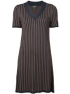 A.p.c. Striped V-neck Shift Dress - Blue