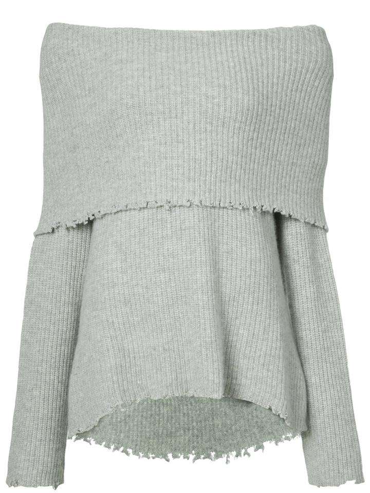 Rta Off-the-shoulder Oversized Sweater, Women's, Size: Small, Grey, Cashmere