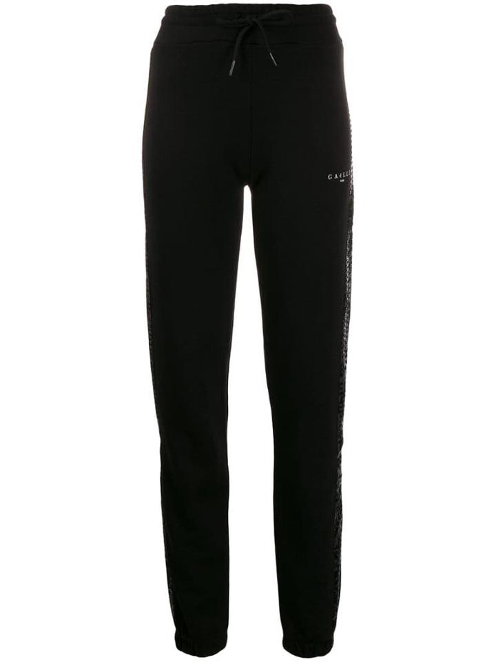 Gaelle Bonheur Embellished Side Panel Track Pants - Black