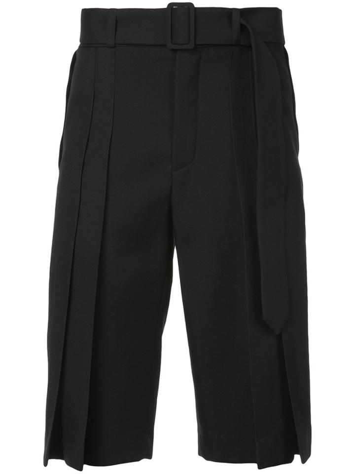 Saint Laurent Pleated Belted Shorts - Black