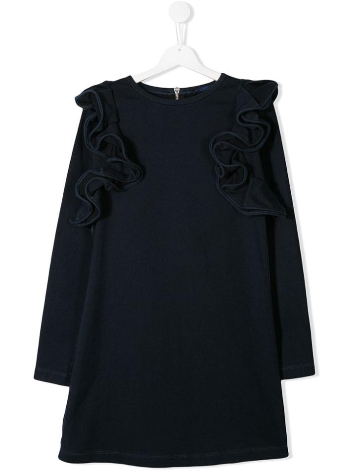 Balmain Kids Ruffle Detail Dress - Blue