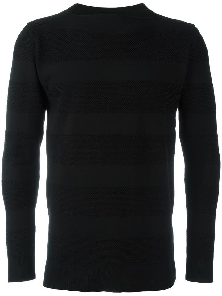 Juun.j Striped Boat Neck Sweatshirt, Men's, Size: 50, Black, Polyester/rayon