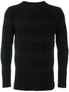 Juun.j Striped Boat Neck Sweatshirt, Men's, Size: 50, Black, Polyester/rayon