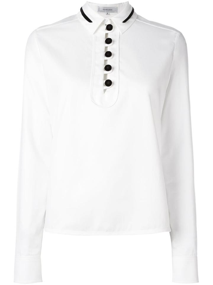 Carven Contrast Button Blouse - White