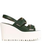 L Autre Chose Wedge Sandals, Women's, Size: 39, Green, Calf Leather/rubber