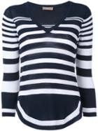 Cruciani - Cropped Striped Knitted Top - Women - Cotton - 44, Blue, Cotton