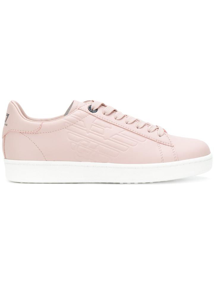 Ea7 Emporio Armani Logo Embossed Sneakers - Pink & Purple
