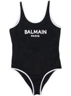 Balmain Kids Teen Logo Swimsuit - Black